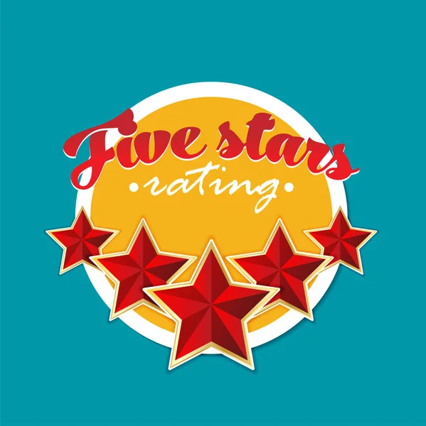 Five Red Stars Rating Vector — Stock Vector
