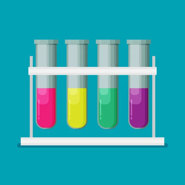 Tubes à essai multicolores liquide en rack . — Image vectorielle