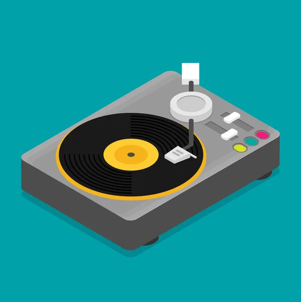 Reproductor Vinilo Tocadiscos Ilustración Vectorial — Vector de stock