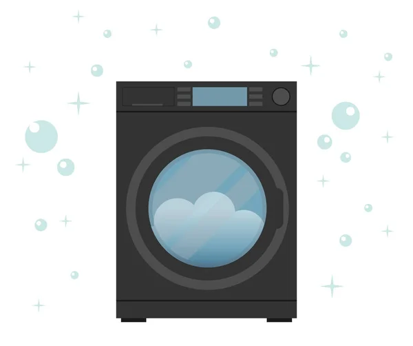 Máquina Lavar Roupa Estilo Plano Ilustração Vetorial Moderna — Vetor de Stock