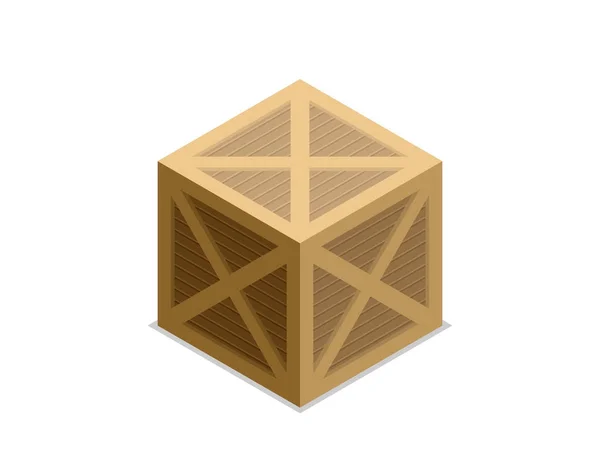 Flat isometric wood box — Stock Vector