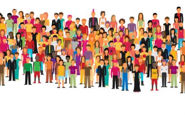 Düz stil insanlar simgeler kümesi. Vektör kadın ve erkek karakterler