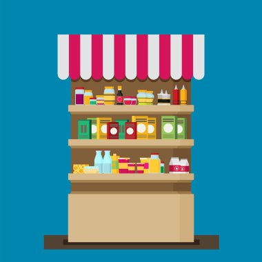Süpermarket. Düz stil vektör çizim 