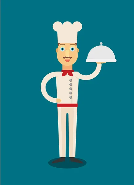 Ilustração Vetorial Chef Projeto Plano —  Vetores de Stock