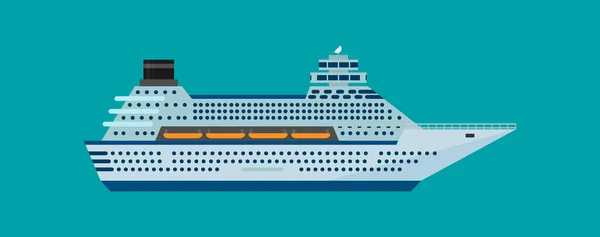 Vectorillustratie Van Cruiseschip Geïsoleerd Vlakke Stijl — Stockvector