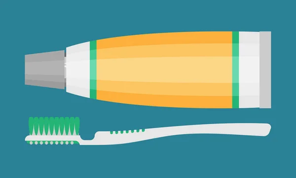 Escova Dentes Pasta Dentes Isolada Uma Ilustração Vetorial Fundo Plano — Vetor de Stock