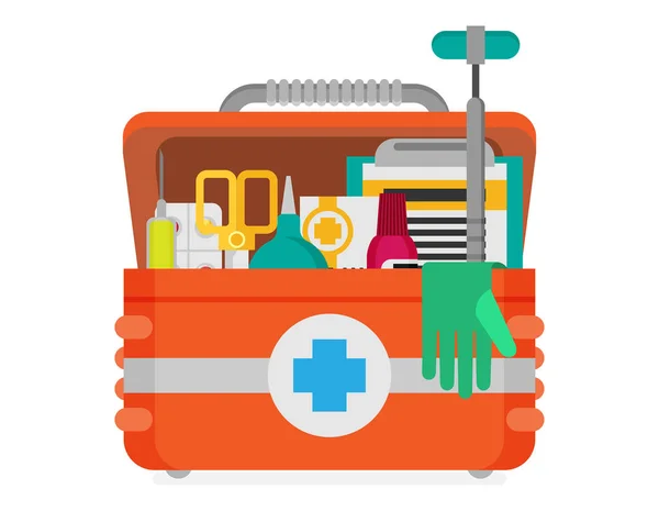 Vector First Aid Kit Flat Illustration — Stock Vector