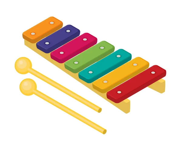 Плоский Вектор Разноцветная Ксилофонная Игрушка — стоковый вектор