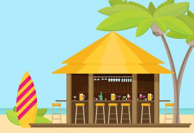 Beach bar düz vektör çizim