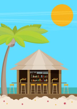 Beach bar düz vektör çizim