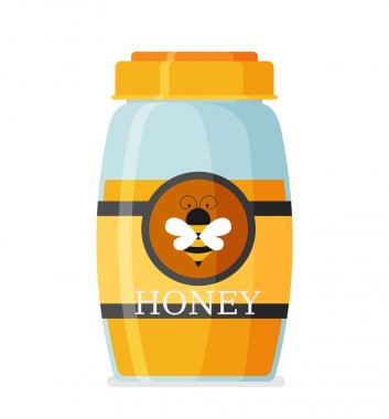 Modern düz vektör çiziminde cam mason bal kavanozu