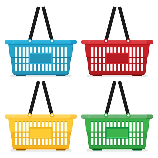 Shopping Baskets Flat Isolated White Background Vector Illustration — Stock Vector