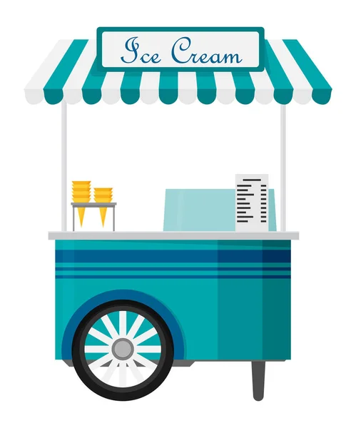 光沢のあるカラフルなアイスクリームのカート — ストックベクタ