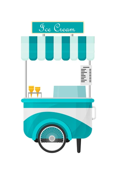 Carrito de helado brillante colorido — Vector de stock