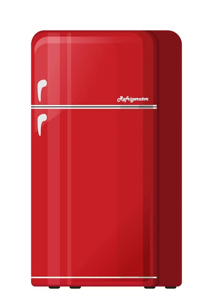 Old refrigerator on white — Stock Vector