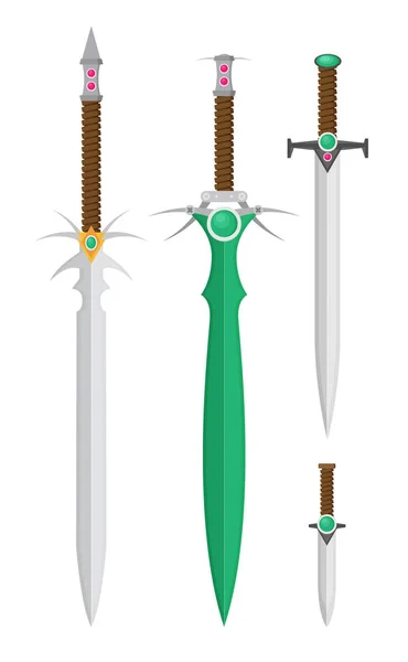 Ensemble Épées Médiévales Design Plat Illustration Vectorielle — Image vectorielle