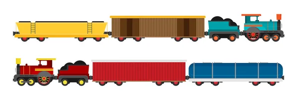 Trenes coloridos en estilo plano — Archivo Imágenes Vectoriales