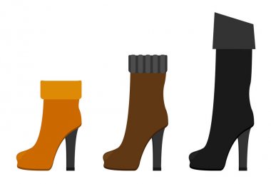 şık kadın yüksek topuk çizmeler, vektör, illüstrasyon