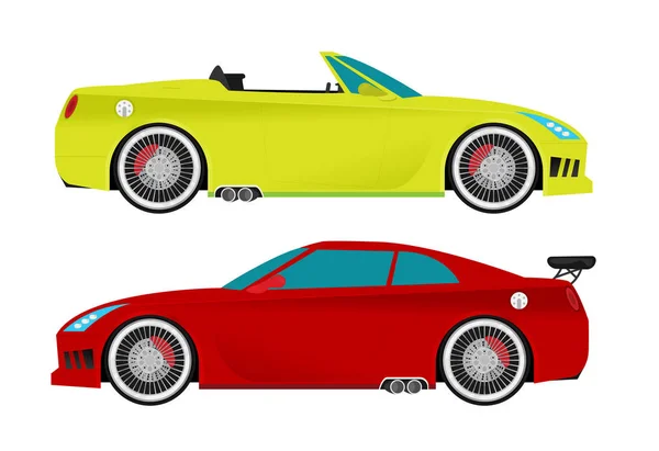 Набор Иконок Спортивных Автомобилей Вектор Иллюстрация — стоковый вектор
