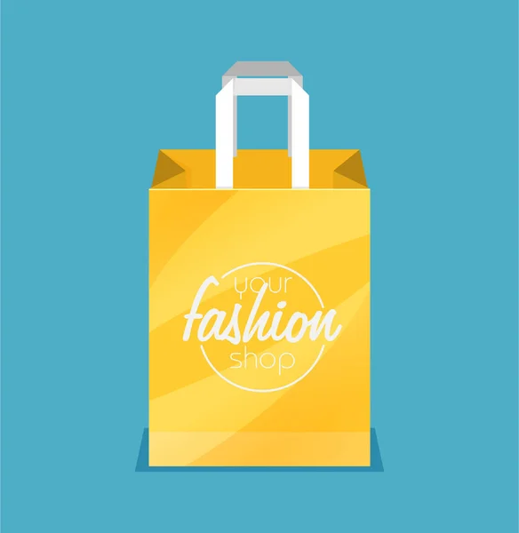 Póster Con Bolsa Compras Estilo Diseño Plano Vector Ilustración — Archivo Imágenes Vectoriales