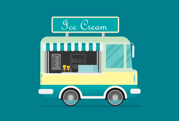 Straßenvan Mit Eis Ikone Vektor Illustration — Stockvektor