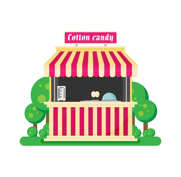 Algodón Caramelo Calle Tienda Vector Ilustración — Vector de stock