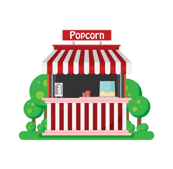 Popcorn Straat Winkel Vector Illustratie — Stockvector