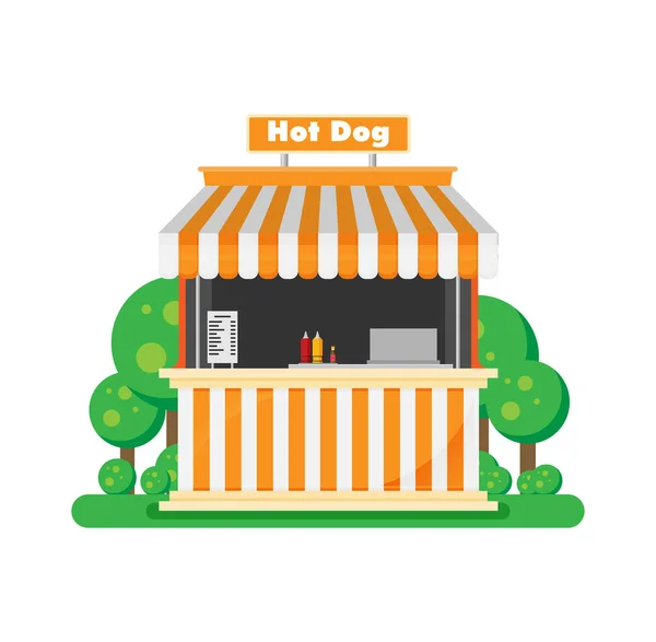 Hot Dog Utcai Üzlet Vektor Ábra — Stock Vector