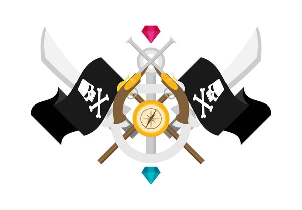 Pirata Plana Logotipo Vetor Ilustração —  Vetores de Stock