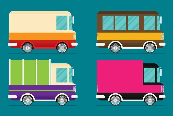 Zestaw Kolorów Samochodów Ciężarowych Wektor Ilustracja — Wektor stockowy