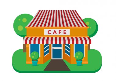Kafe düz vektör cephe.