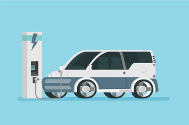 electrocar, mavi vektör çizim şablonu