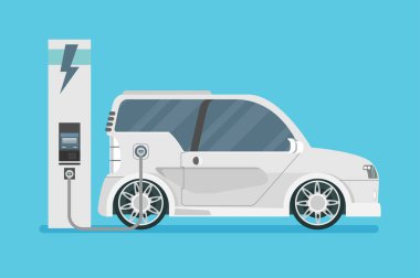 electrocar, mavi vektör çizim şablonu