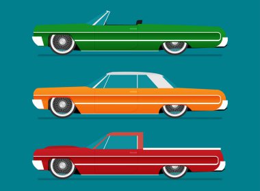 Düz vektör lowrider araba simgesi