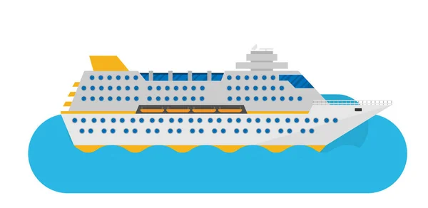 Vectorillustratie Van Cruiseschip Geïsoleerd Vlakke Stijl — Stockvector