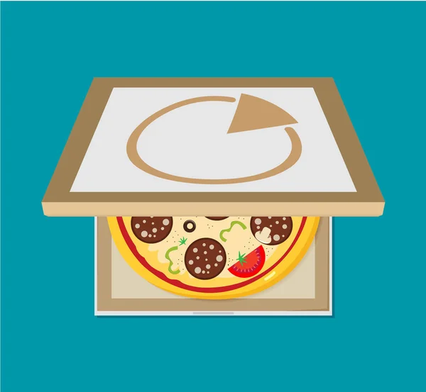 Abre Caja Pizza Diseño Estilo Plano Vector — Vector de stock