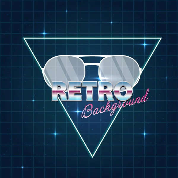 stock vector Retro wave 80s style background with aviator sunglasses