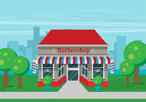 Facade Barbershop Flat Vector — Stock Vector