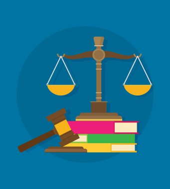 Hukuk ölçekler ve adalet çekiç vektör çizimi 