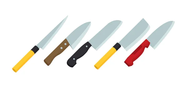 Set Knives Flat Vector Style — Stock Vector