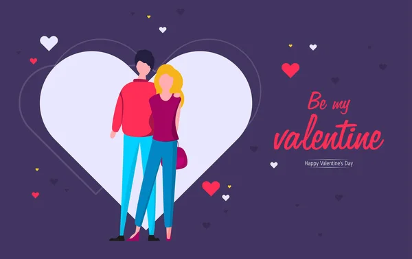 Glückliches Paar Valentinstag Hintergrund Vektorillustration — Stockvektor