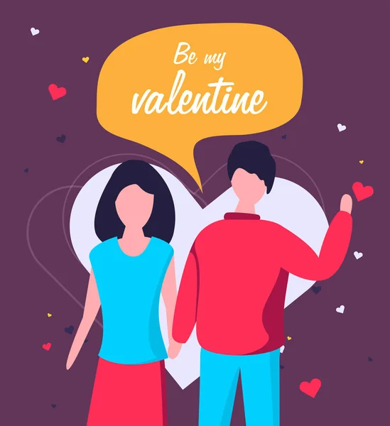 Pasangan Bahagia Latar Belakang Hari Valentine Ilustrasi Vektor - Stok Vektor