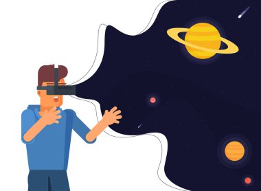 Sanal gerçeklik poster düz Illustration