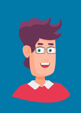 Düz çizgi film hipster karakteri, vektör çizim