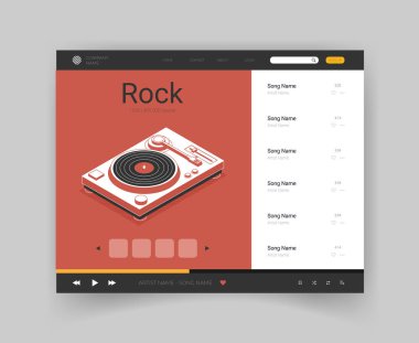 Uygulama Arayüzü: Müzik Oynatıcı: Vektör İllüstrasyonu
