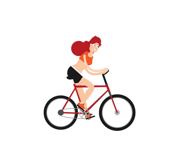 Chica Feliz Montando Bicicleta Ilustración Vectorial — Vector de stock