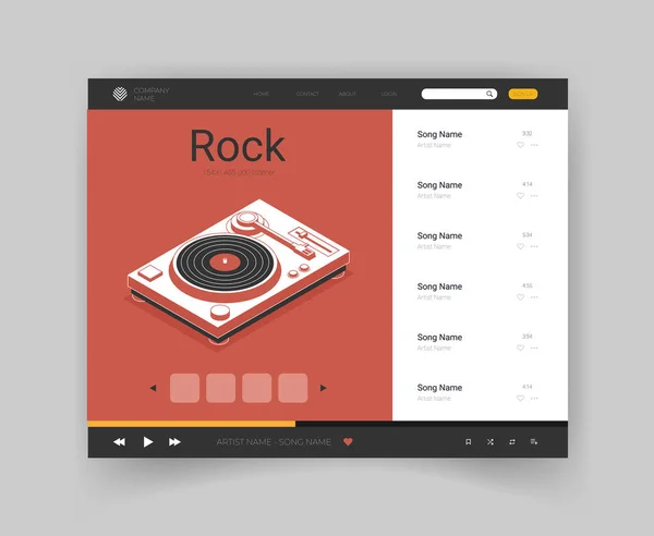 Anwendungsoberfläche Musik Player Vektorillustration — Stockvektor