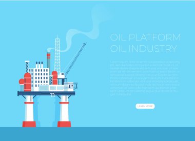 Düz vektör Petrol Platformu Petrol Sanayii