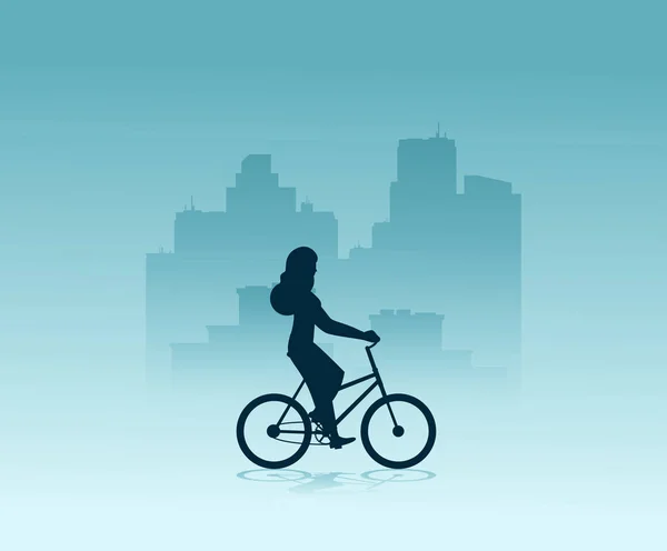 Γυναίκα Κάνει Ποδήλατο Εικονογράφηση Διανύσματος — Διανυσματικό Αρχείο