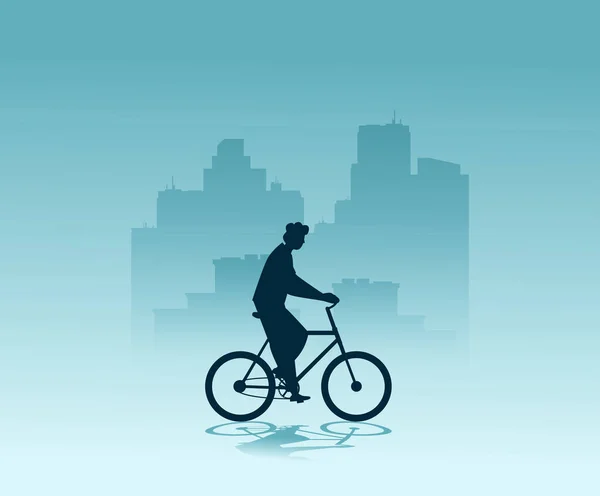 Hombre Montando Bicicleta Ilustración Vectorial — Archivo Imágenes Vectoriales